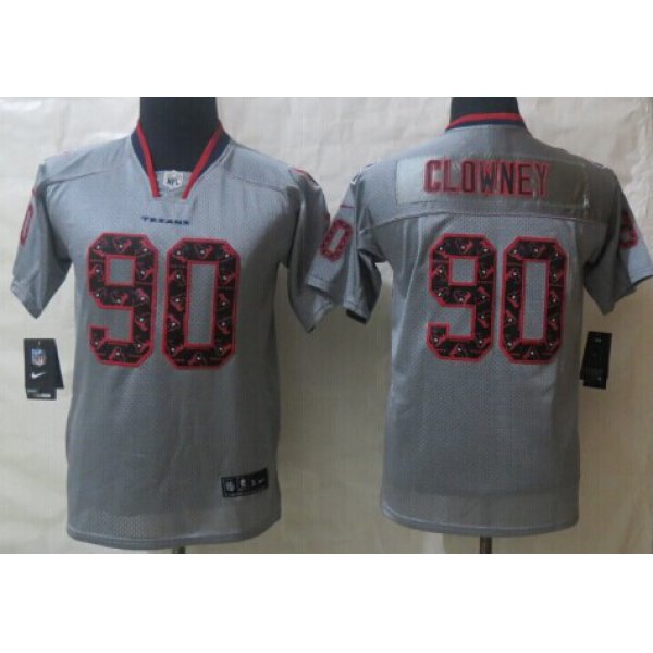 Nike Houston Texans #90 Jadeveon Clowney Lights Out Gray Ornamented Kids Jersey