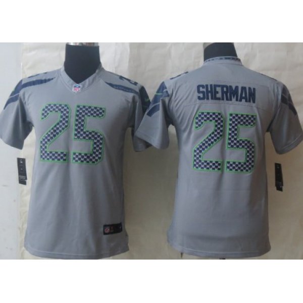 Nike Seattle Seahawks #25 Richard Sherman Gray Limited Kids Jersey