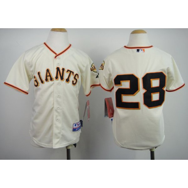 San Francisco Giants #28 Buster Posey Cream Kids Jersey