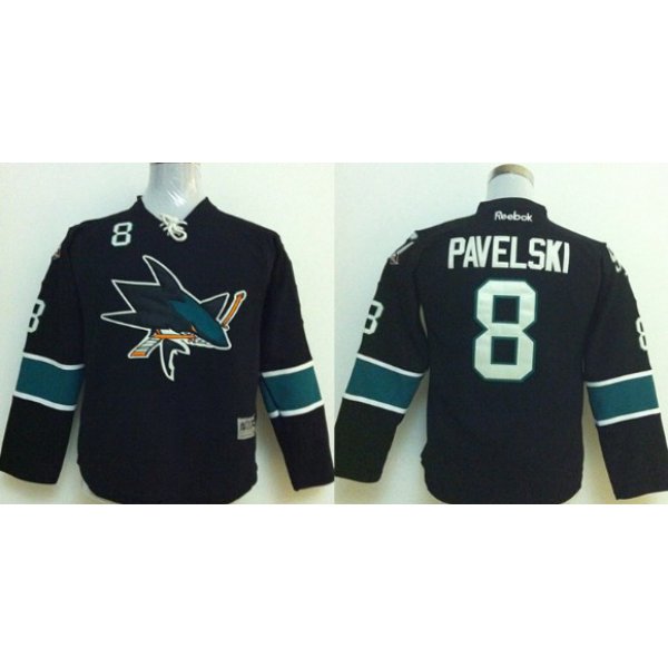 San Jose Sharks #8 Joe Pavelski Black Kids Jersey