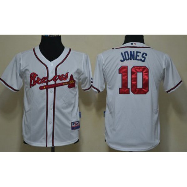 Atlanta Braves #10 Chipper Jones White Kids Jersey
