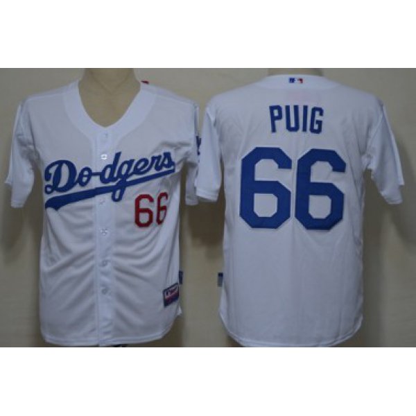 Los Angeles Dodgers #66 Yasiel Puig White Kids Jersey