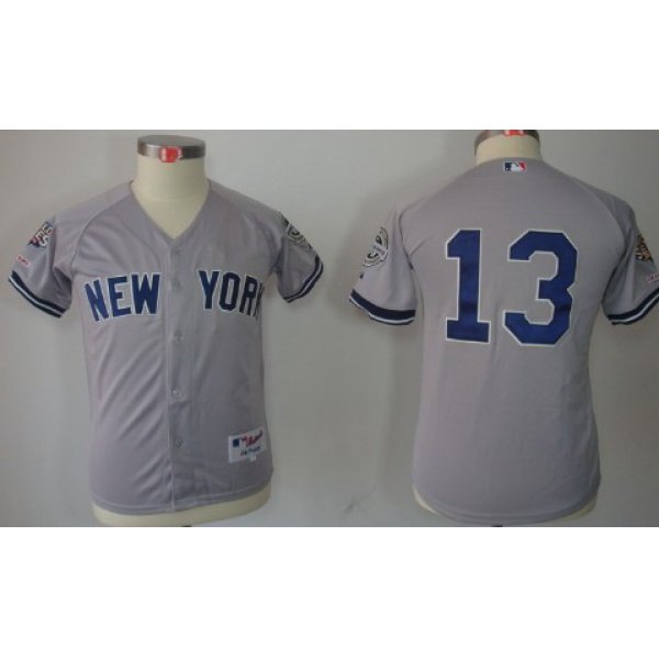New York Yankees #13 Alex Rodriguez Gray Kids Jersey