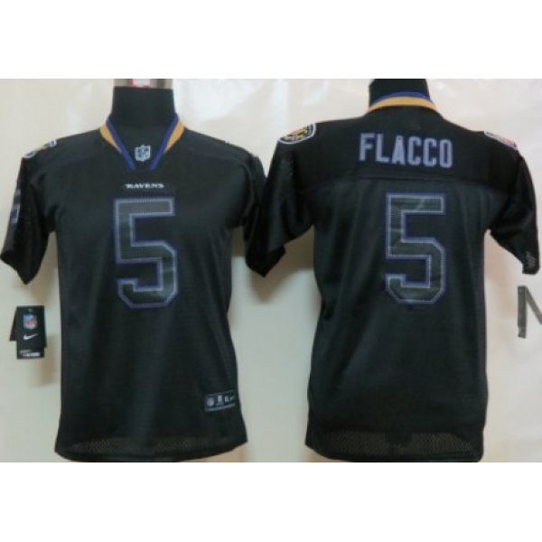 Nike Baltimore Ravens #5 Joe Flacco Lights Out Black Kids Jersey