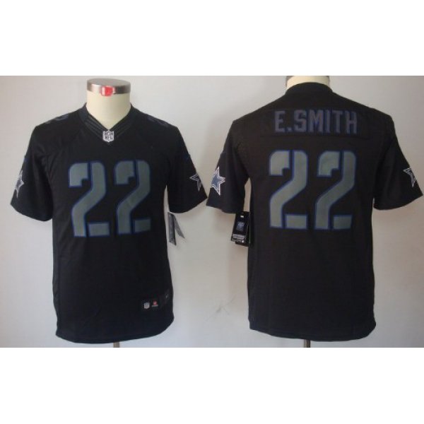 Nike Dallas Cowboys #22 Emmitt Smith Black Impact Limited Kids Jersey