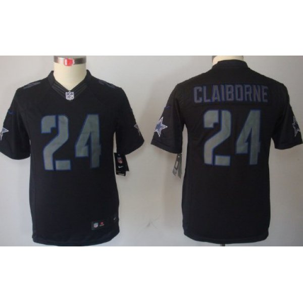 Nike Dallas Cowboys #24 Morris Claiborne Black Impact Limited Kids Jersey