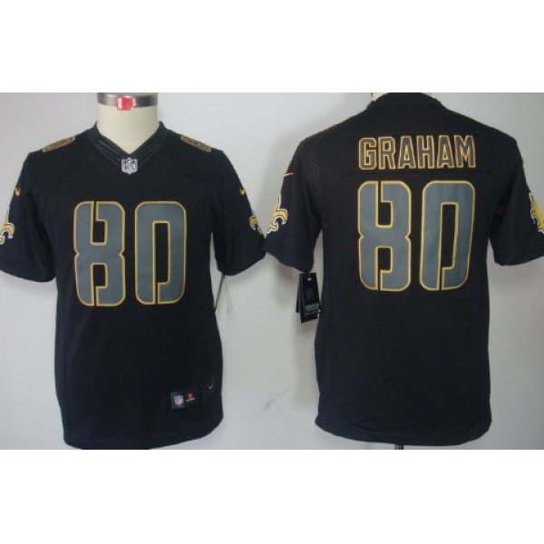 Nike New Orleans Saints #80 Jimmy Graham Black Impact Limited Kids Jersey