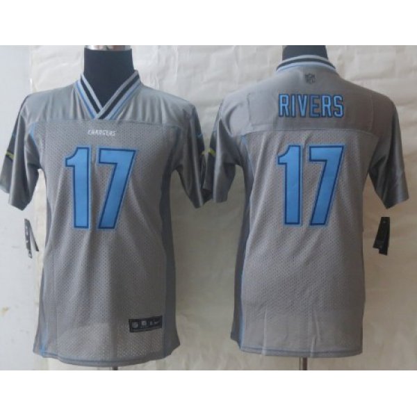 Nike San Diego Chargers #17 Philip Rivers 2013 Gray Vapor Kids Jersey