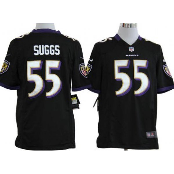 Nike Baltimore Ravens #55 Terrell Suggs Black Game Kids Jersey