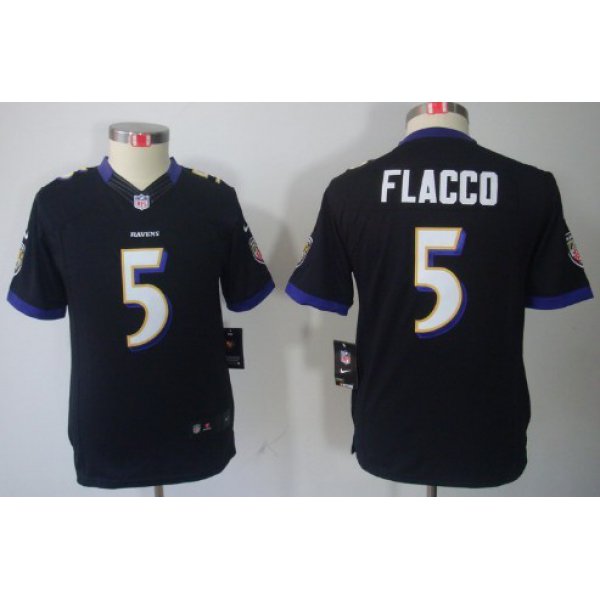 Nike Baltimore Ravens #5 Joe Flacco Black Limited Kids Jersey