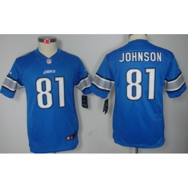 Nike Detroit Lions #81 Calvin Johnson Light Blue Limited Kids Jersey