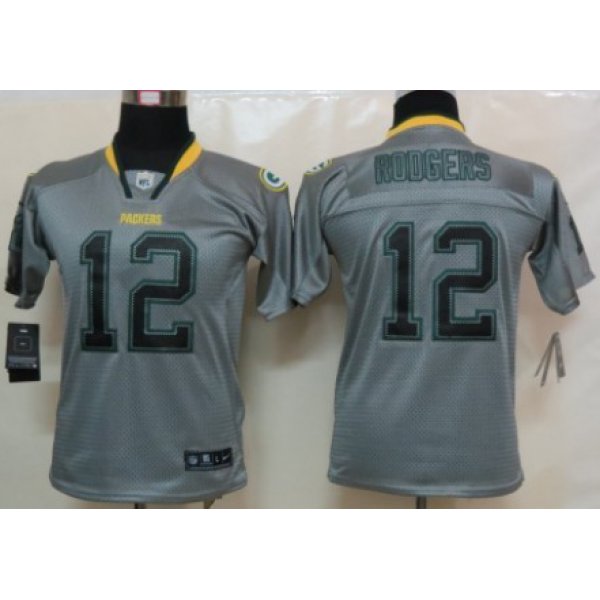 Nike Green Bay Packers #12 Aaron Rodgers Lights Out Gray Kids Jersey