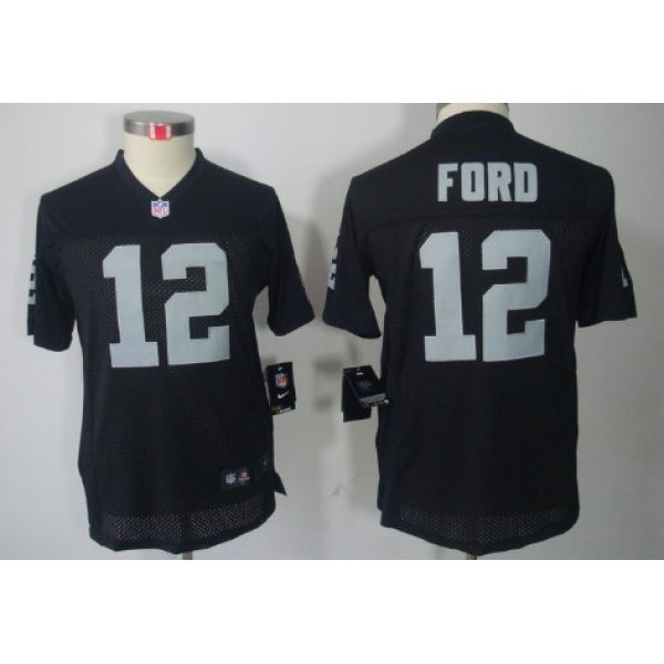 Nike Oakland Raiders #12 Jacoby Ford Black Limited Kids Jersey