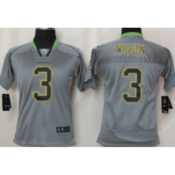 Nike Seattle Seahawks #3 Russell Wilson Lights Out Gray Kids Jersey