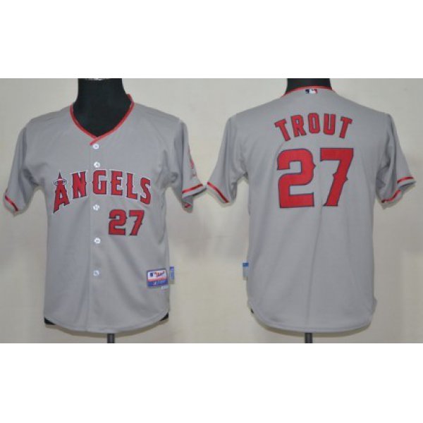 LA Angels of Anaheim #27 Mike Trout Gray Kids Jersey