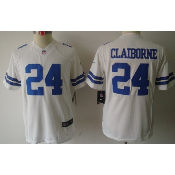 Nike Dallas Cowboys #24 Morris Claiborne White Limited Kids Jersey