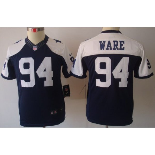 Nike Dallas Cowboys #94 DeMarcus Ware Blue Thanksgiving Limited Kids Jersey