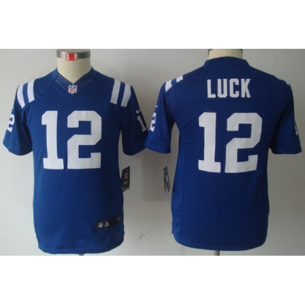 Nike Indianapolis Colts #12 Andrew Luck Blue Limited Kids Jersey