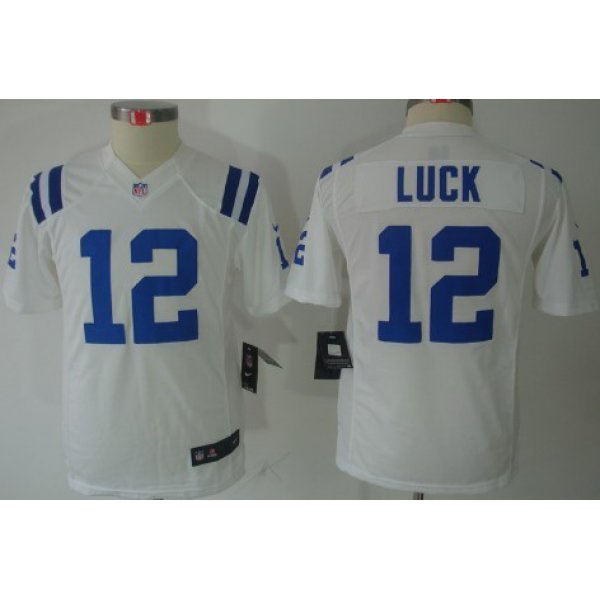 Nike Indianapolis Colts #12 Andrew Luck White Limited Kids Jersey