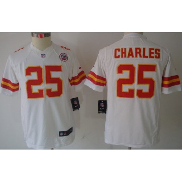 Nike Kansas City Chiefs #25 Jamaal Charles White Limited Kids Jersey