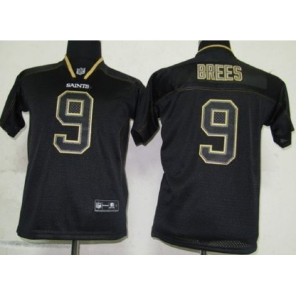 Nike New Orleans Saints #9 Drew Brees Lights Out Black Kids Jersey
