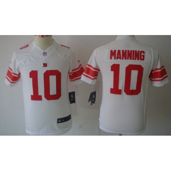 Nike New York Giants #10 Eli Manning White Limited Kids Jersey