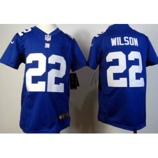 Nike New York Giants #22 David Wilson Blue Game Kids Jersey