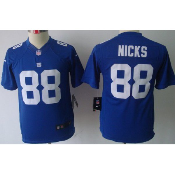 Nike New York Giants #88 Hakeem Nicks Blue Limited Kids Jersey