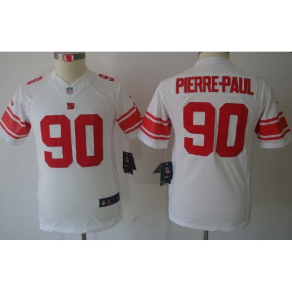 Nike New York Giants #90 Jason Pierre-Paul White Limited Kids Jersey