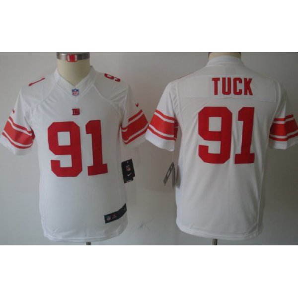 Nike New York Giants #91 Justin Tuck White Limited Kids Jersey