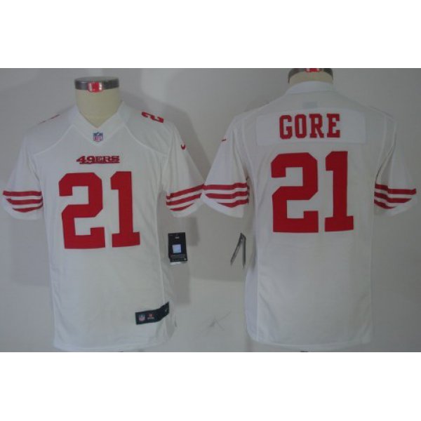 Nike San Francisco 49ers #21 Frank Gore White Limited Kids Jersey