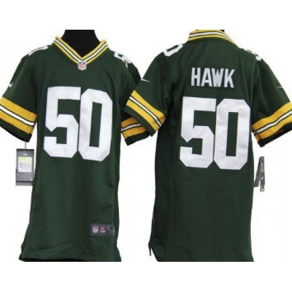 Nike Green Bay Packers #50 A.J. Hawk Green Game Kids Jersey