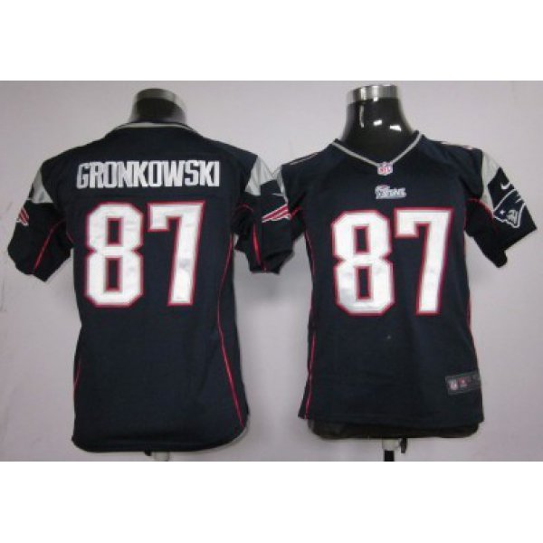 Nike New England Patriots #87 Rob Gronkowski Blue Game Kids Jersey