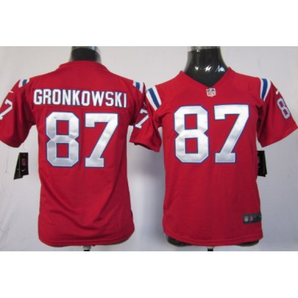 Nike New England Patriots #87 Rob Gronkowski Red Game Kids Jersey