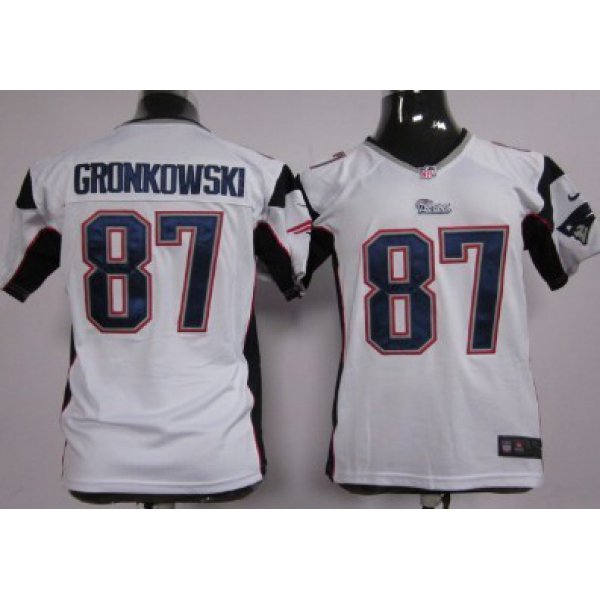 Nike New England Patriots #87 Rob Gronkowski White Game Kids Jersey