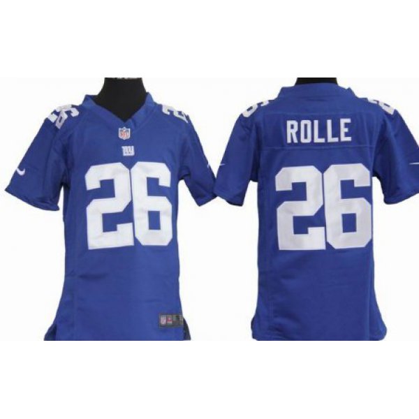 Nike New York Giants #26 Antrel Rolle Blue Game Kids Jersey