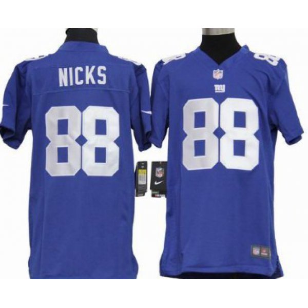Nike New York Giants #88 Hakeem Nicks Blue Game Kids Jersey