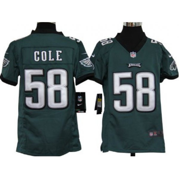 Nike Philadelphia Eagles #58 Trent Cole Dark Green Game Kids Jersey