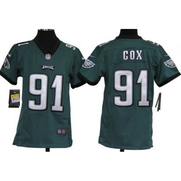 Nike Philadelphia Eagles #91 Fletcher Cox Dark Green Game Kids Jersey