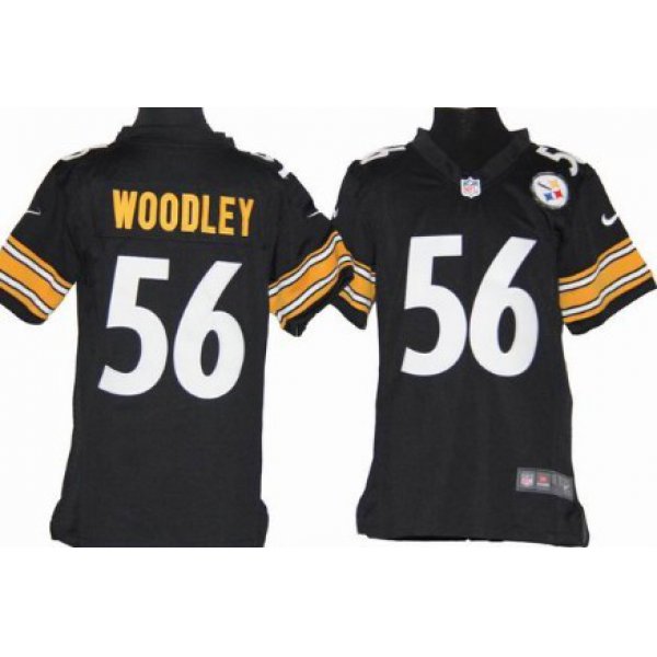 Nike Pittsburgh Steelers #56 LaMarr Woodley Black Game Kids Jersey