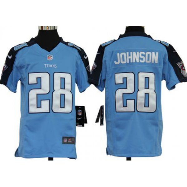 Nike Tennessee Titans #28 Chris Johnson Light Blue Game Kids Jersey