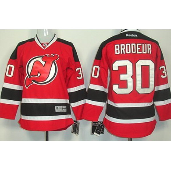 New Jersey Devils #30 Martin Brodeur Red With Black Kids Jersey