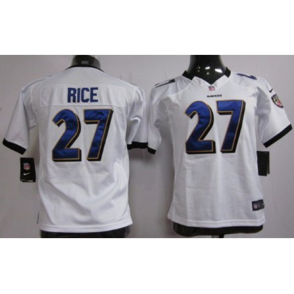 Nike Baltimore Ravens #27 Ray Rice White Game Kids Jersey