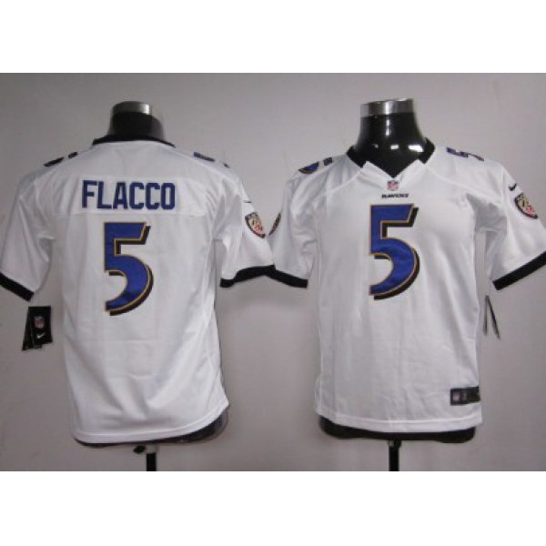 Nike Baltimore Ravens #5 Joe Flacco White Game Kids Jersey
