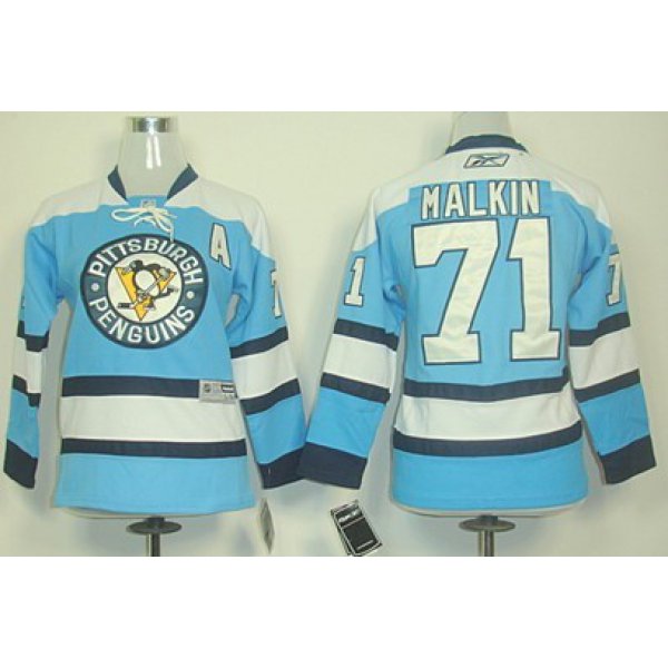 Pittsburgh Penguins #71 Evgeni Malkin Light Blue Kids Jersey