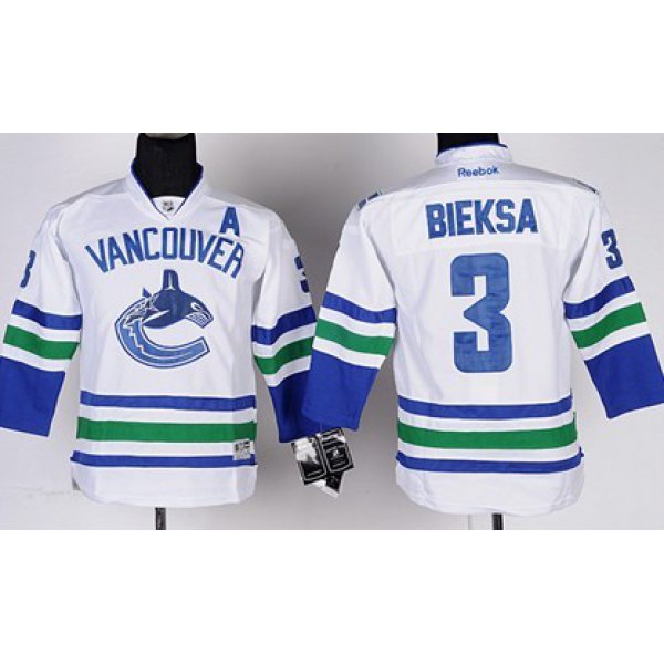 Vancouver Canucks #3 Kevin Bieksa White Kids Jersey