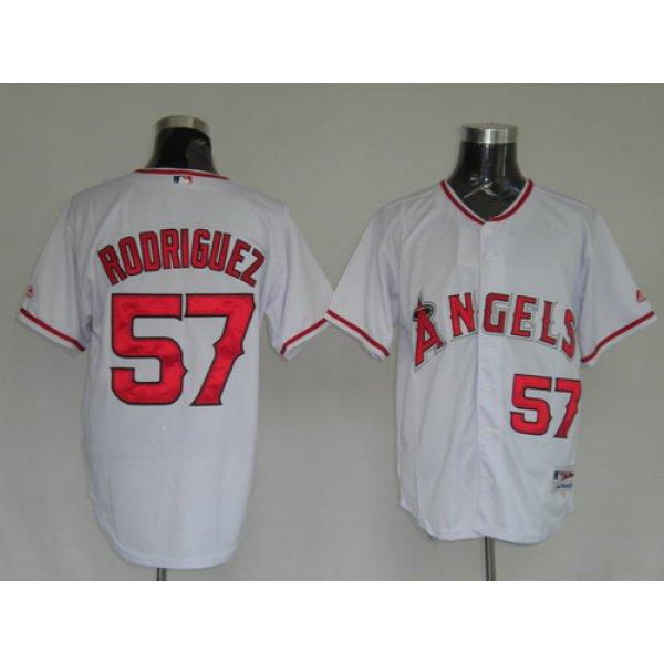 MLB Jerseys Los Angeles Angels #57 Francisco Rodriguez White softball jerseys