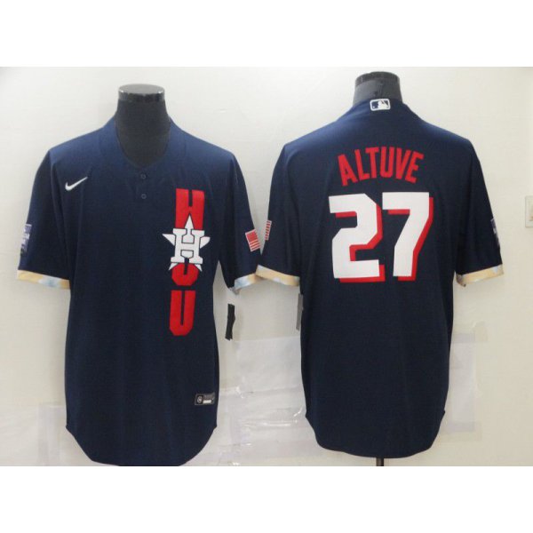 Men Houston Astros 27 Altuve Blue 2021 All Star Game Nike MLB Jersey