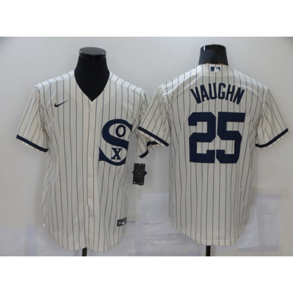 Men's Chicago White Sox #25 Andrew Vaughn 2021 Cream Navy Field of Dreams Name Flex Base Stitched Jersey