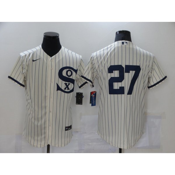 Men's Chicago White Sox #27 Lucas Giolito 2021 Cream Navy Field of Dreams Flex Base Stitched Jersey